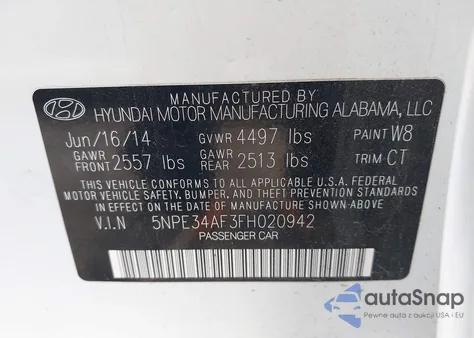 2015 Hyundai Sonata Limited из США, поврежденный, VIN 5NPE34AF3FH020942